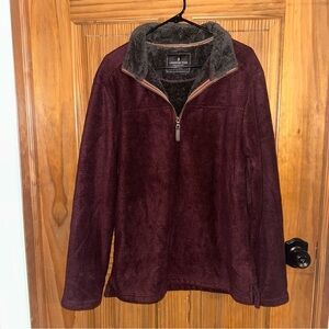 London Fog Collection Men's Quarter-Zip Sherpa Lined Fleece Pullover, Size L